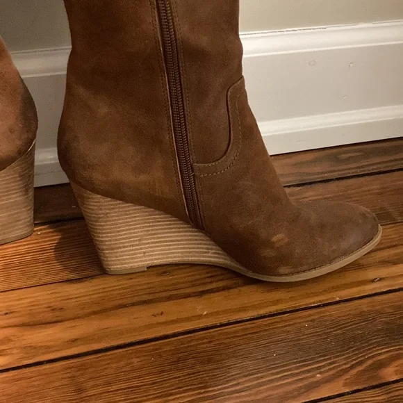 Suede Franco Sarto Wedge Boots - Picture 3 of 8